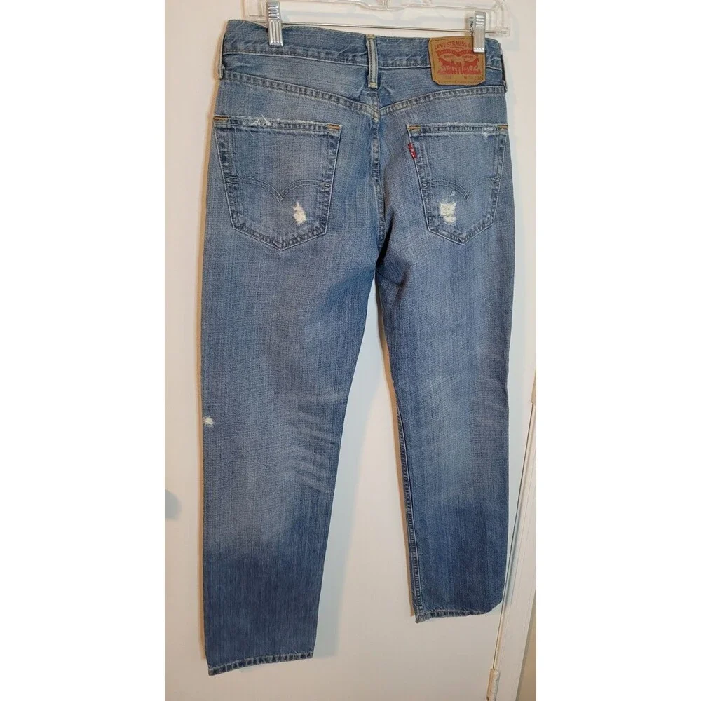 Levis 514 Jeans Mens 30x30 Blue Straight Distressed Ripped Denim